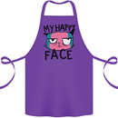 Cat My Happy Face Funny Grumpy Cotton Apron 100% Organic Purple