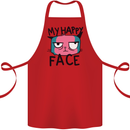 Cat My Happy Face Funny Grumpy Cotton Apron 100% Organic Red