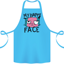 Cat My Happy Face Funny Grumpy Cotton Apron 100% Organic Turquoise