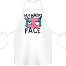 Cat My Happy Face Funny Grumpy Cotton Apron 100% Organic White