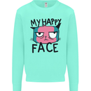 Cat My Happy Face Funny Grumpy Kids Sweatshirt Jumper Peppermint