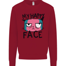 Cat My Happy Face Funny Grumpy Kids Sweatshirt Jumper Red