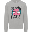 Cat My Happy Face Funny Grumpy Kids Sweatshirt Jumper Sports Grey