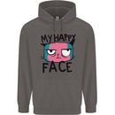 Cat My Happy Face Funny Grumpy Mens 80% Cotton Hoodie Charcoal