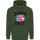 Cat My Happy Face Funny Grumpy Mens 80% Cotton Hoodie Forest Green