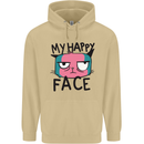 Cat My Happy Face Funny Grumpy Mens 80% Cotton Hoodie Sand