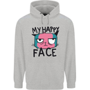 Cat My Happy Face Funny Grumpy Mens 80% Cotton Hoodie Sports Grey