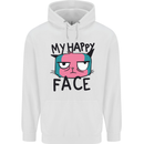 Cat My Happy Face Funny Grumpy Mens 80% Cotton Hoodie White