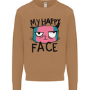 Cat My Happy Face Funny Grumpy Mens Sweatshirt Jumper Caramel Latte