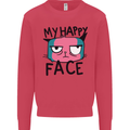 Cat My Happy Face Funny Grumpy Mens Sweatshirt Jumper Heliconia