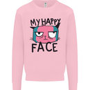 Cat My Happy Face Funny Grumpy Mens Sweatshirt Jumper Light Pink