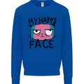 Cat My Happy Face Funny Grumpy Mens Sweatshirt Jumper Royal Blue