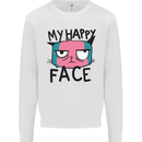 Cat My Happy Face Funny Grumpy Mens Sweatshirt Jumper White