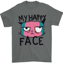 Cat My Happy Face Funny Grumpy Mens T-Shirt Cotton Gildan Charcoal