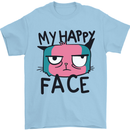 Cat My Happy Face Funny Grumpy Mens T-Shirt Cotton Gildan Light Blue