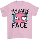 Cat My Happy Face Funny Grumpy Mens T-Shirt Cotton Gildan Light Pink