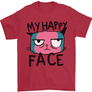Cat My Happy Face Funny Grumpy Mens T-Shirt Cotton Gildan Red
