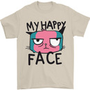 Cat My Happy Face Funny Grumpy Mens T-Shirt Cotton Gildan Sand