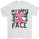 Cat My Happy Face Funny Grumpy Mens T-Shirt Cotton Gildan White