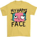 Cat My Happy Face Funny Grumpy Mens T-Shirt Cotton Gildan Yellow