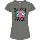 Cat My Happy Face Funny Grumpy Womens Petite Cut T-Shirt Charcoal