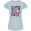 Cat My Happy Face Funny Grumpy Womens Petite Cut T-Shirt Light Blue