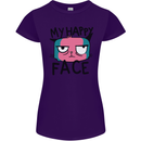Cat My Happy Face Funny Grumpy Womens Petite Cut T-Shirt Purple