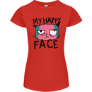 Cat My Happy Face Funny Grumpy Womens Petite Cut T-Shirt Red