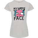 Cat My Happy Face Funny Grumpy Womens Petite Cut T-Shirt Sports Grey