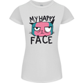 Cat My Happy Face Funny Grumpy Womens Petite Cut T-Shirt White