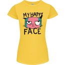 Cat My Happy Face Funny Grumpy Womens Petite Cut T-Shirt Yellow