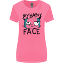 Cat My Happy Face Funny Grumpy Womens Wider Cut T-Shirt Azalea