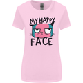 Cat My Happy Face Funny Grumpy Womens Wider Cut T-Shirt Light Pink