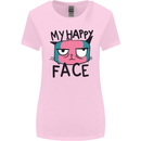Cat My Happy Face Funny Grumpy Womens Wider Cut T-Shirt Light Pink