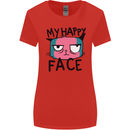 Cat My Happy Face Funny Grumpy Womens Wider Cut T-Shirt Red