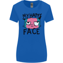 Cat My Happy Face Funny Grumpy Womens Wider Cut T-Shirt Royal Blue