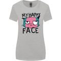Cat My Happy Face Funny Grumpy Womens Wider Cut T-Shirt Sports Grey