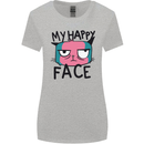 Cat My Happy Face Funny Grumpy Womens Wider Cut T-Shirt Sports Grey