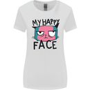 Cat My Happy Face Funny Grumpy Womens Wider Cut T-Shirt White