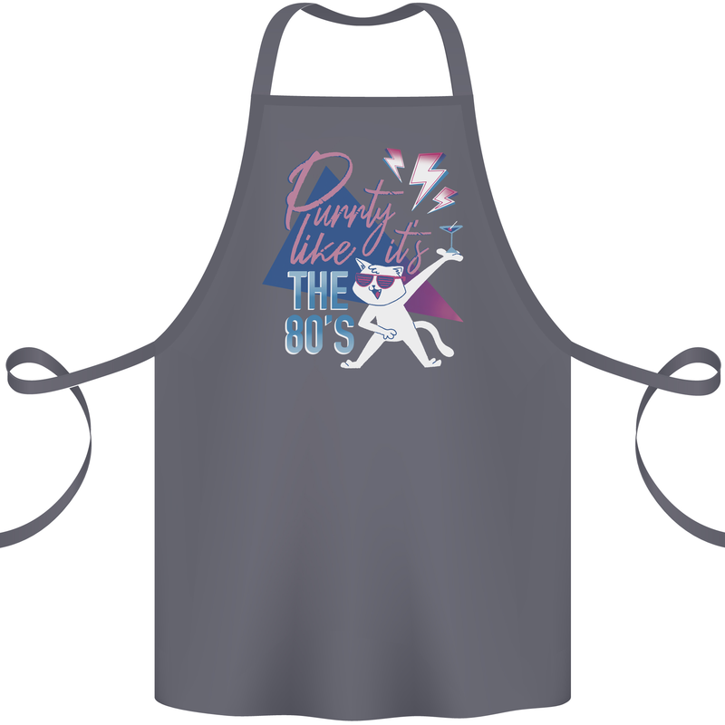 Cat Purrty Like It's the 80's Cotton Apron 100% Organic Steel