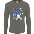 Cat Purrty Like It's the 80's Mens Long Sleeve T-Shirt Charcoal