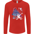 Cat Purrty Like It's the 80's Mens Long Sleeve T-Shirt Red