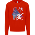 Cat Purrty Like It's the 80's Mens Sweatshirt Jumper Bright Red
