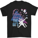 Cat Purrty Like It's the 80's Mens T-Shirt Cotton Gildan Black