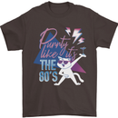 Cat Purrty Like It's the 80's Mens T-Shirt Cotton Gildan Dark Chocolate