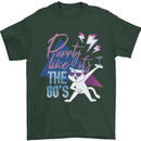 Cat Purrty Like It's the 80's Mens T-Shirt Cotton Gildan Forest Green