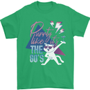 Cat Purrty Like It's the 80's Mens T-Shirt Cotton Gildan Irish Green