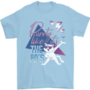 Cat Purrty Like It's the 80's Mens T-Shirt Cotton Gildan Light Blue