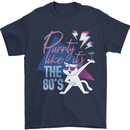 Cat Purrty Like It's the 80's Mens T-Shirt Cotton Gildan Navy Blue