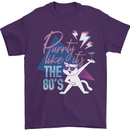 Cat Purrty Like It's the 80's Mens T-Shirt Cotton Gildan Purple